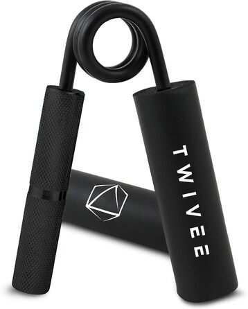 TWIVEE Фінгергантель для тренування передпліччя, професійний ручний еспандер 90 кг, сталевий і алюмінієвий, з м'якими накладками та чохлом, чорний