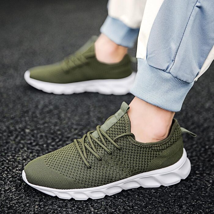 Чоловічі кросівки для бігу та фітнесу Walkingschuhe (Зелені, 47 EU) - Легкі дихаючі спортивні кросівки для вулиці, залу, тенісу, джоггінгу