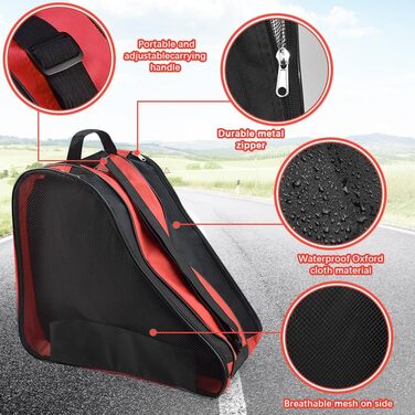 Сумка для ковзанів Tasche - для хокею, фігурного катання, лиж, червона, з регульованим ременем