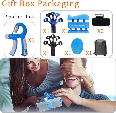 Набір для тренування сили хвата (5 шт.) Griffkrafttrainer, для розвитку м'язів та реабілітації, блакитний