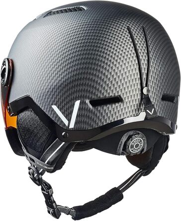 Шолом гірськолижний BLACK CREVICE Chamonix I з візором, чорний матовий, карбон/білий, унісекс, 58-61 см