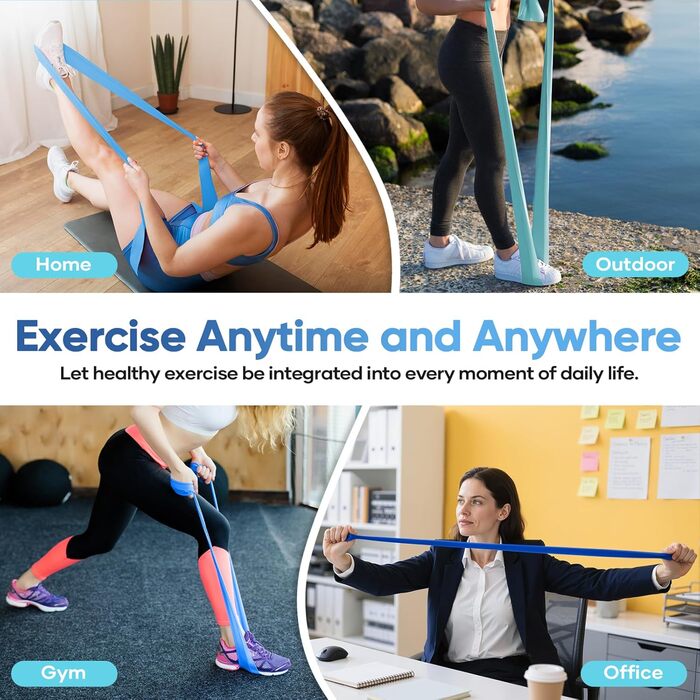 Фітнес-гумки Fokky 4 шт., еластичні стрічки для фітнесу, йоги, пілатесу, для тренувань та м'язового розвитку (синій, зелений, червоний, жовтий)