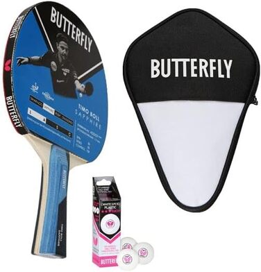 Набір для настільного тенісу Butterfly Timo Boll Sapphire: ракетка, чохол, м'ячі, ITTF накладка Addoy, для хобі та відпочинку