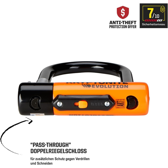 Замок велосипедний Kryptonite Evolution Mini-5, рівень захисту 7/10, з кріпленням, 3 ключі