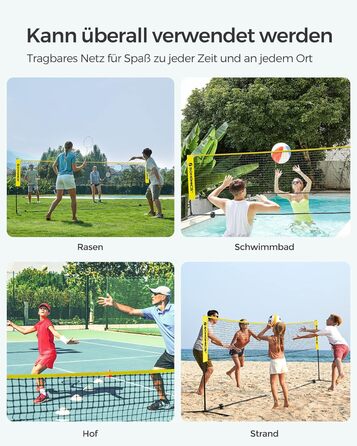 SONGMICS М'ячна сітка для бадмінтону та волейболу, регульована висота, портативний набір (300/400/500 см, жовта)