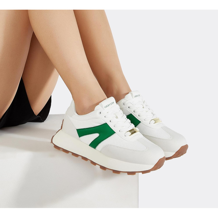 Кросівки жіночі Lucky Step на платформі, ретро-стиль, для бігу, тенісу та повсякденного носіння (Сіро-зелені, 41 EU)
