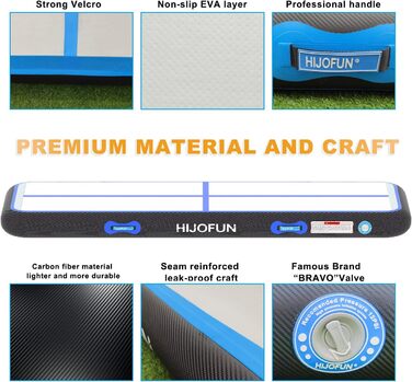 Гімнастичний надувний мат для стрибків та тренувань, 3/4/5/6 метрів, 20 см заввишки, A-Black/blue, 300x100x15 см