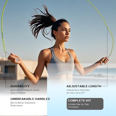 Стрибкове канат Springseil: 300 см, ПВХ-канат з бавовняним ядром, ергономічні ручки, регульована довжина, чорний