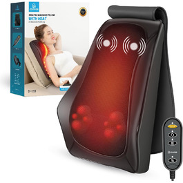 Подушка для масажу шиї COMFIER Shiatsu з підігрівом, 3D масажер для спини та шиї, масажна подушка для офісного крісла, подарунок для чоловіків і жінок, темна