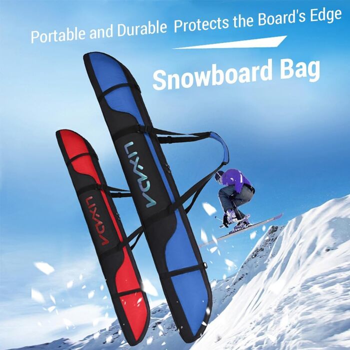 Чохол для сноуборда Lixada Boardbag (160 см) з регульованим плечовим ременем, водонепроникна сумка з оксфордської тканини, чорно-синя