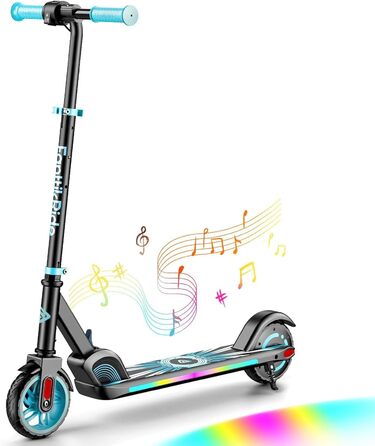 Електросамокат FanttikRide C9 Apex для дітей від 8 років, Bluetooth-музика, різнокольорові підсвітки, 8/12,8/16 км/год, запас ходу 8 км, LED-дисплей, регулювання висоти, складаний, для хлопчиків і дівчаток, синій
