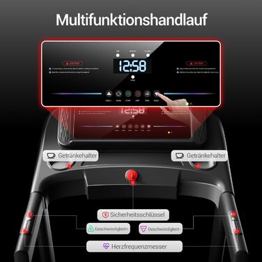 Бігова доріжка CURSOR для дому з автоматичним нахилом 20%, 14 км/год, LED-дисплей, 3.5 к.с., макс. 180 кг, чорна