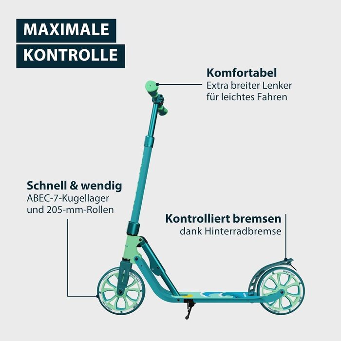 Самокат HUDORA BigWheel 205 Advanced Daydream - для дорослих та дітей до 100 кг, складаний, з регульованою висотою