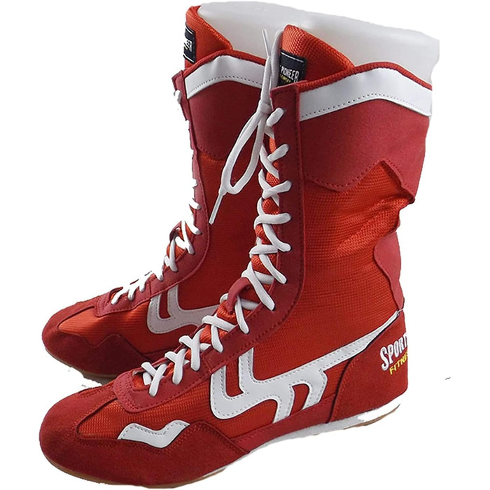 Боксерські кросівки High Top для жінок, легкі, для кікбоксингу та боротьби, комфортні, червоні (37 EU)