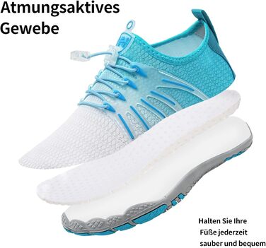 WateLves Барфути жіночі та чоловічі водяні та пляжні шльопанці, кросівки для трейлраннінгу та фітнесу, швидко сохнуть, з антиковзкою підошвою та широкою передньою частиною, білий, помаранчевий (градієнт білий-блакитний), 37 EU