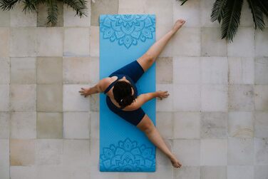 Килимок для йоги Yoga Design Lab Flow | 6 мм | Мандала Aqua | Зручний, двосторонній, для гарячої йоги та різних стилів