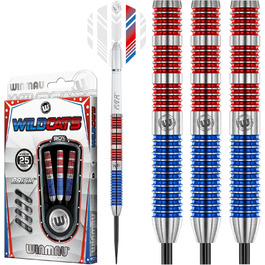 Дротики WINMAU Wildcats 90% вольфрамові 25 г з оперенням і стрижнями, призматична технологія, зважені для матчів