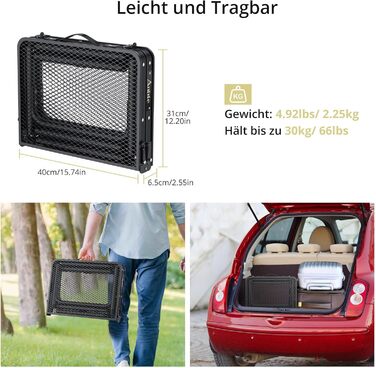 Стіл для кемпінгу Anbte Grilltisch 58x40 см, металевий, регульована висота (26/48/70 см), алюмінієвий каркас, чорний