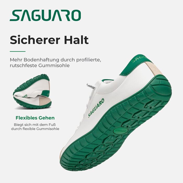 Мінімалістичні кросівки barefoot SAGUARO унісекс з широким носком та підошвою Zero Drop для повсякденного носіння, роботи та подорожей, колір зелений, розмір 43 EU