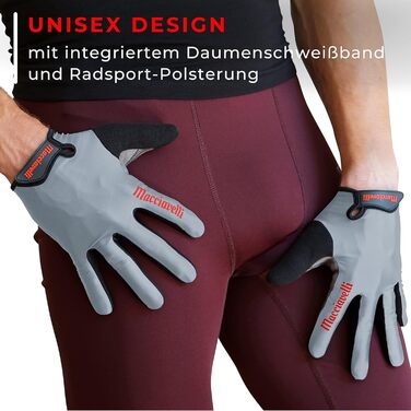 Велосипедні рукавички MACCIAVEI для чоловіків та жінок - MTB рукавички - унісекс, сенсорні, mountainbike, сірі (S)
