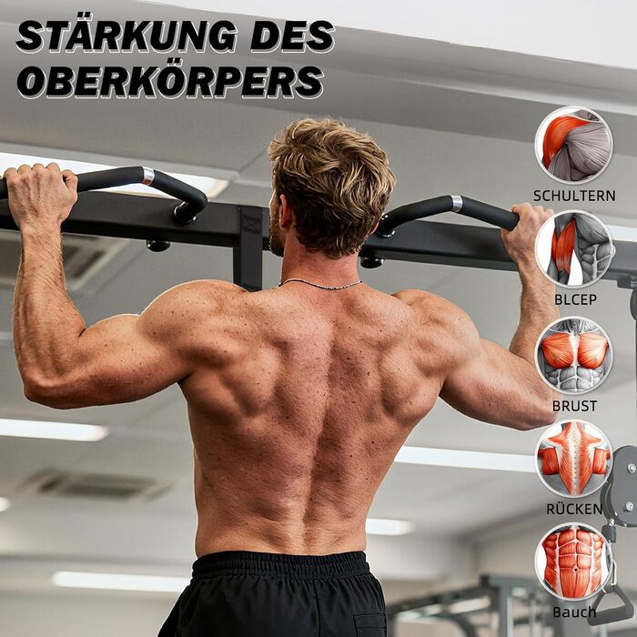 Смуги опору для підтягувань Klimmzughilfe, 50-350lbs, регульований опір та висота, з підставкою для ніг, чорні