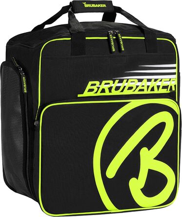 Чохол для лижних черевиків BRUBAKER Super Champion з відділенням для шолома та рюкзак - Чорний/Неоновий жовтий