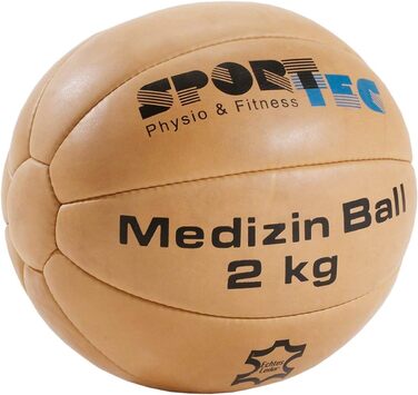 Медичний м'яч Sport-Tec 2 кг з натуральної шкіри для фітнесу та реабілітації