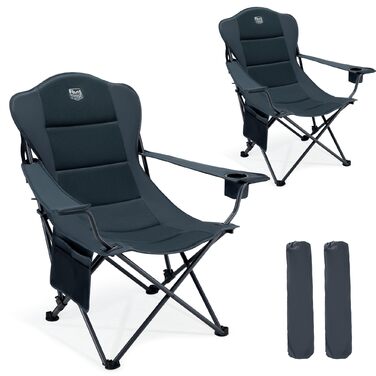 Крісла для кемпінгу Timber Ridge (2 шт.) - розкладні, витримують до 180 кг, 3 положення, широке сидіння 62 см, з підстаканником, для кемпінгу, саду, балкону