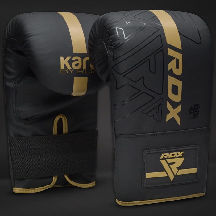 Боксерські рукавички RDX KARA для кікбоксингу, муай-тай, MMA, тренувань, золоті, штучна шкіра Maya Hide, для спарингу, боксу, фітнесу, боксерського мішка