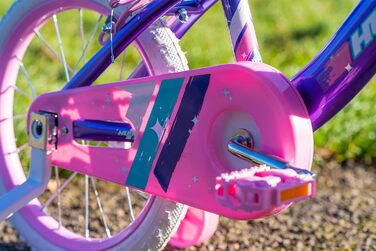 Дитячий велосипед Huffy Glimmer 16 дюймів, фіолетово-рожевий, для дівчаток 5-6 років, легкий, з додатковими колесами