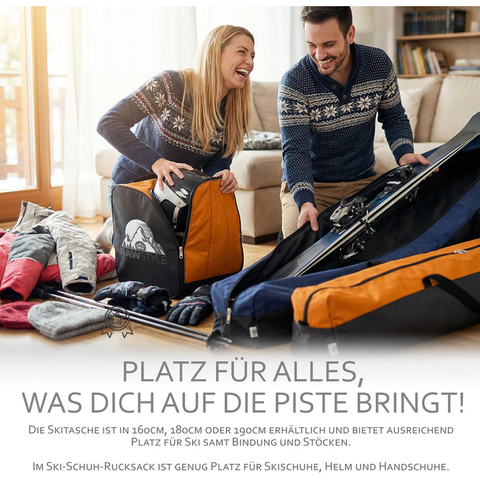 Чохол для лиж Rawstyle Skitasche Set: водовідштовхуючий, 160/180/190 см, для зимових видів спорту, чорно-рожевий комплект