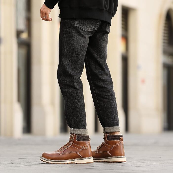 Чоловічі зимові черевики ANALEAF - теплі, водонепроникні, трекінгові, зелені (сіро-коричневі), 42 EU