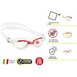 Окуляри для плавання Cressi Flash - чоловічі, з окремими лінзами, проти запотівання, подряпин та УФ-випромінювання, універсальний розмір, чорний/сірий, димчасті лінзи (прозорі/сині, дзеркальні лінзи)