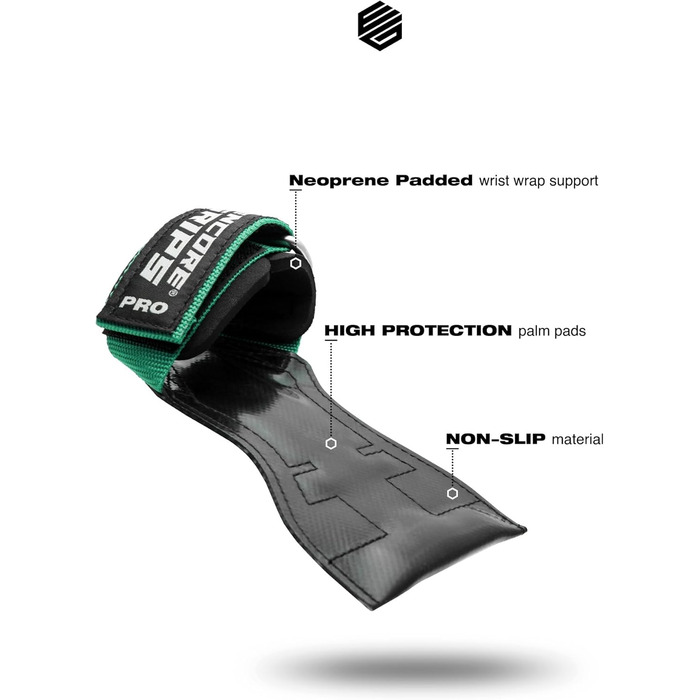 Лямки для силових тренувань та бодібілдингу Zughilfen Grip Pads з підтримкою зап'ясть та швидкою фіксацією, колір Mint, розмір L