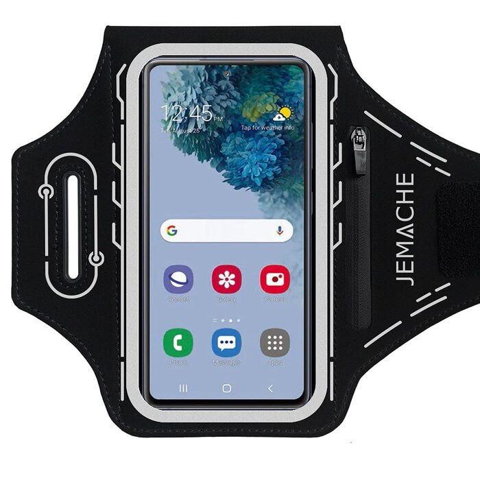 Спортивний браслет для Samsung Galaxy S25/S24/S23/S22 Ultra/Plus/FE, JEMACHE з кріпленням для навушників Buds Plus (Чорний)