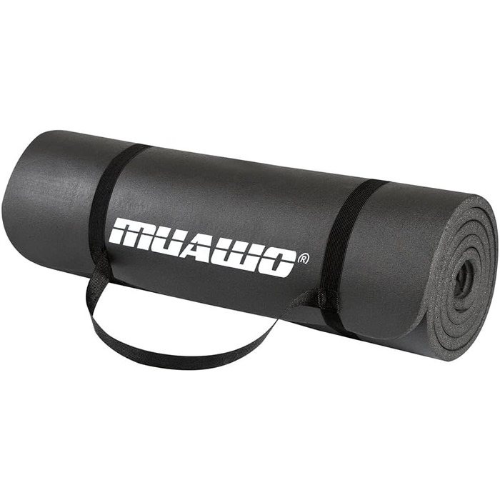 Килимок для тренувань Muawo Premium: фітнес, йога, гімнастика | Нековзний | Товстий та довгий (190 x 100 x 1,5 см) | Сірий