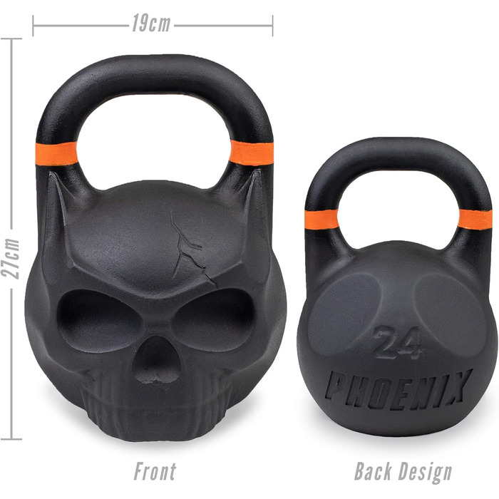 Гиря Phoenix Fitness Schädel 24 кг з чавуну у вигляді черепа для силових і кардіо тренувань