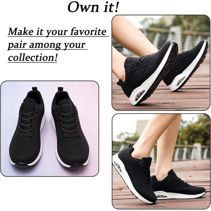 Кросівки для чоловіків Situkeke: бігові, для занять спортом, прогулянок та фітнесу (чорно-білі, 42 EU)