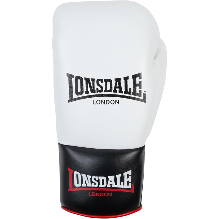 Боксерські рукавички Lonsdale Campton з натуральної шкіри (білий/чорний/червоний, 08 oz R)