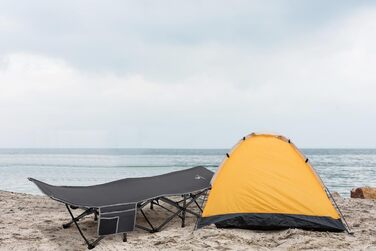 Розкладне ліжко для кемпінгу HIGH POINT SPORTS XXL, 270 кг, стабільне, легке, для дорослих, з сумкою та кишенею, сіре, 190 x 67 x 35 см