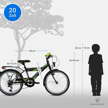 Дитячий велосипед Bergsteiger Sydney 20/24 дюймів, 6-ступенева Shimano, динамо-освітлення, для хлопчиків 6-9 років, StVZO