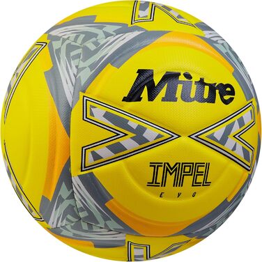 М'яч для футболу Mitre Impel Evo, білий (розмір 4, флуоресцентно-жовтий)