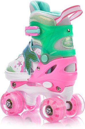 Дитячі ролики Kinder з LED-підсвіткою та регульованим розміром – ретро ролики для підлітків – багатокольорові диско ролики Quad Skates - Roll ab! (S 30-33, Mermaid)