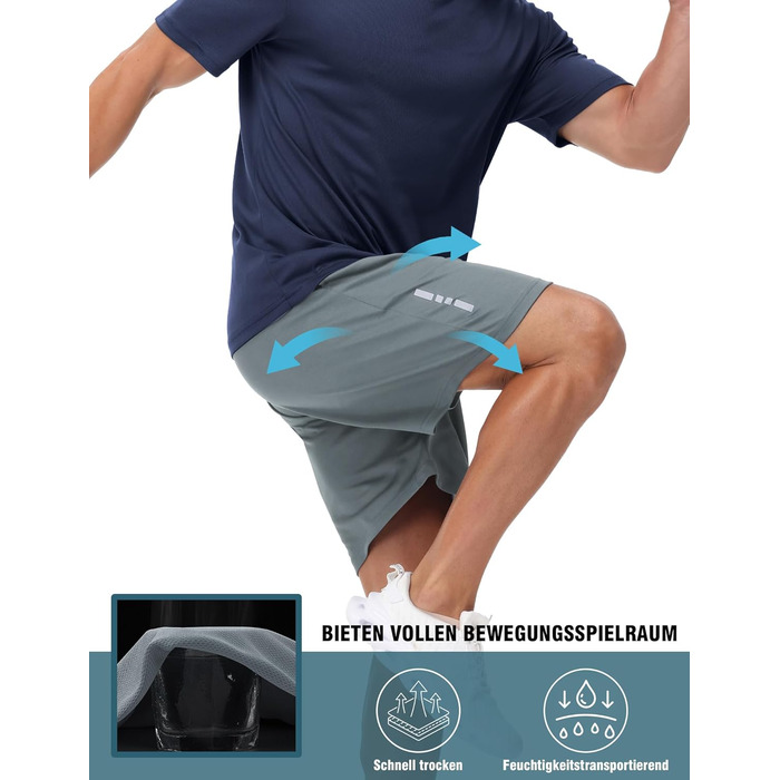 Шорти спортивні чоловічі літні швидка сушка. Короткі шорти для бігу, залу, баскетболу, джогінгу з кишенями. Чорний/Чорний/Темно-сірий/Морська хвиля/Світло-сірий