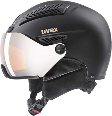 Лижний шолом uvex hlmt 600 visor з візором для жінок і чоловіків, регульований розмір 55-57 см, чорний матовий