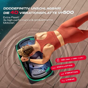 Платформа для вібрації Sportstech 4D Premium VP500 з LED-дисплеєм та Bluetooth | Для фітнесу та йоги вдома | Німецька якість