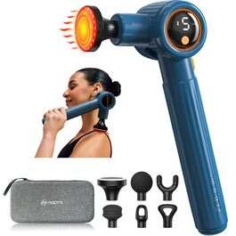 Масажний пістолет Napre з підігрівом та червоною світлотерапією для м'язів спини та шиї, з подовжувальною ручкою та 3 кутами нахилу
