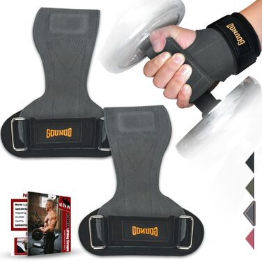 Напульсники для тяги AOTWAN з міцної шкіри, для бодібілдингу та фітнесу, захист зап'ястя, для жінок та чоловіків (сірий)