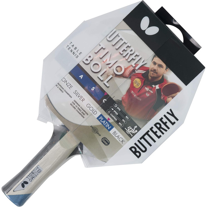 Ракетка для настільного тенісу Butterfly Timo Boll Platin 85025 професійна, ITTF сертифіковане покриття Pan Asia, анатомічна ручка
