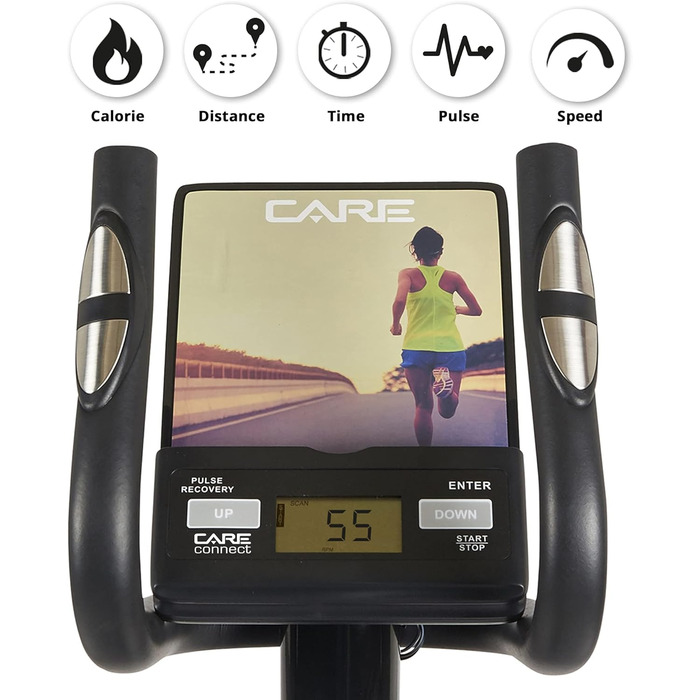 Еліптичний тренажер Care Fitness CE-665 з моторизованим регулюванням опору - 21 програма тренувань, 20 кг маховик, 24 рівні опору